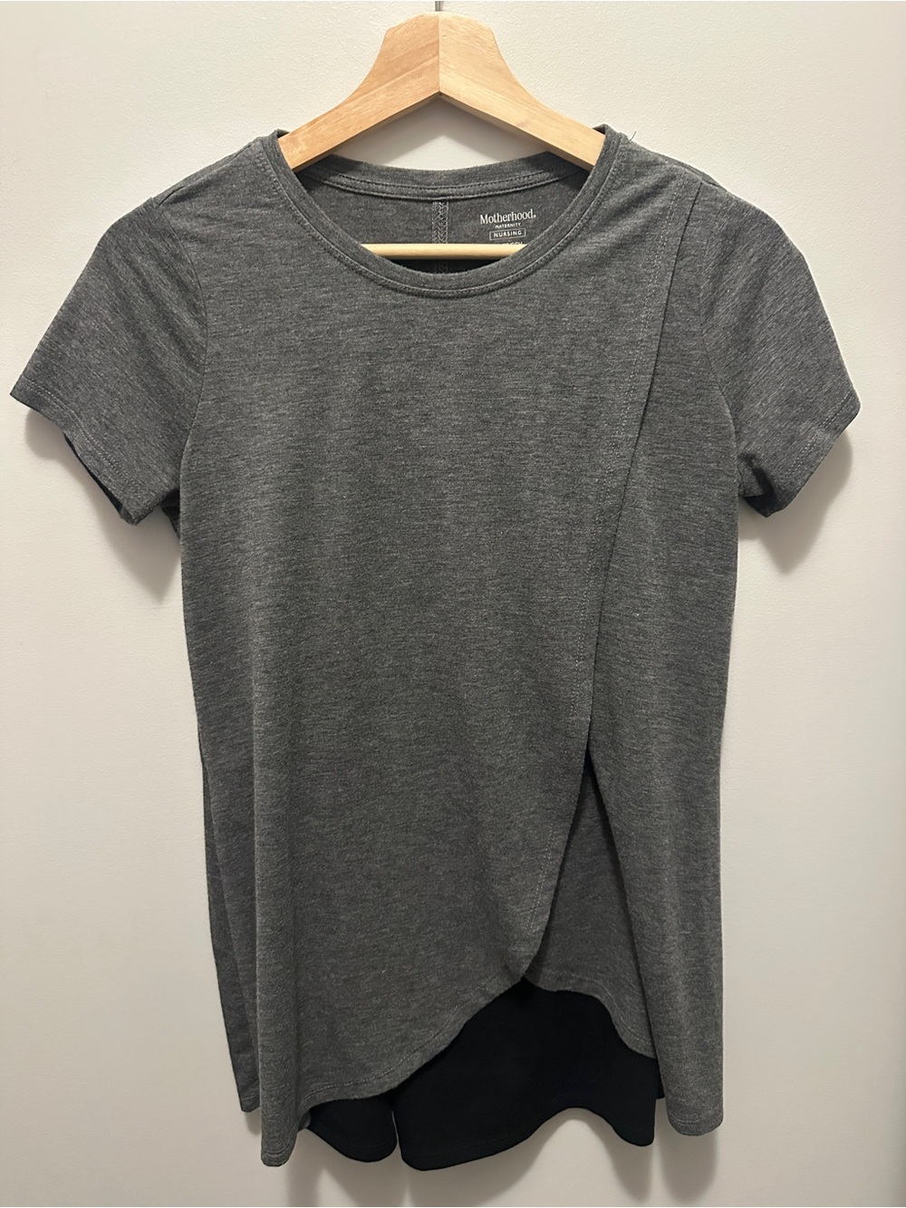 Motherhood Gray Short-Sleeve Wrap Nursing Tee